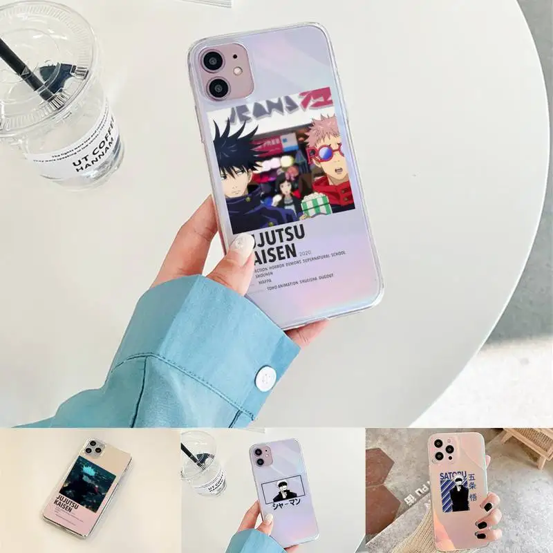 

Hot Anime Jujutsu Kaisen Phone Case for iPhone xiaomi redmi 7 8 9 11 12 10 S X XS XR MINI Pro Max Plus laser Transparent