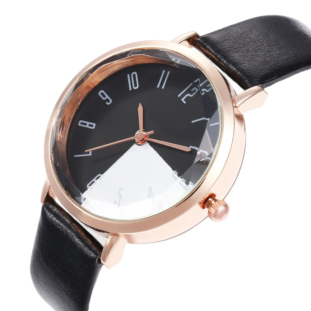 Простые женские деловые часы с разноцветным циферблатом модные кварцевые