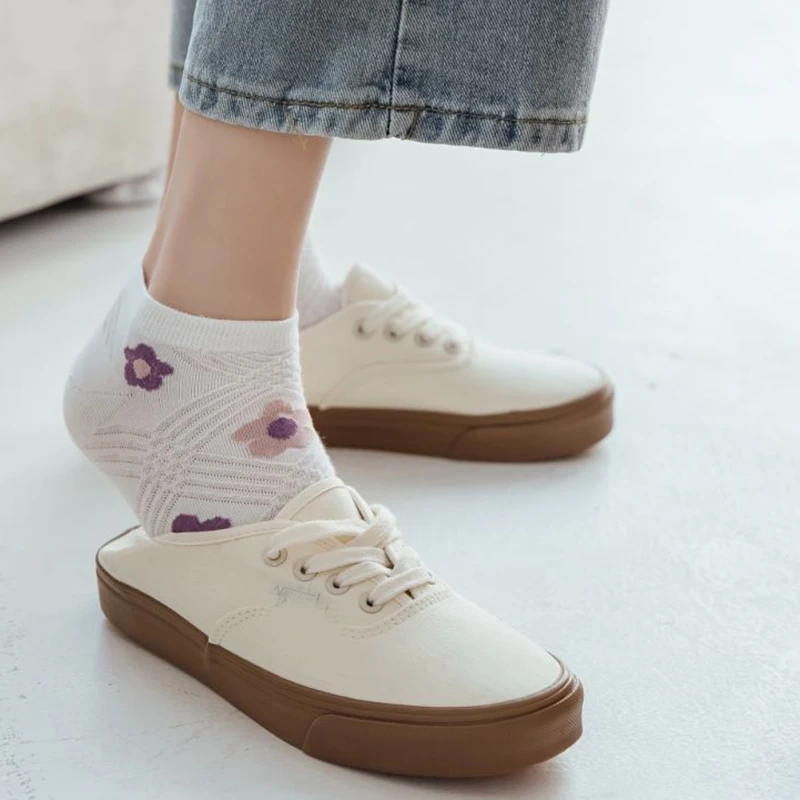 

5 Pair Cow Print Short White Socks Women kawaii New Summer Cotton Socks Cute Leg Warmers Breathable Girl Style Chaussette Femme