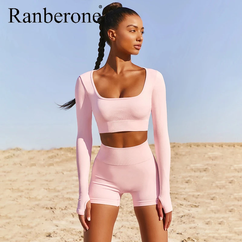 Женский спортивный костюм Ranberone из 2 предметов комплект для йоги одежда