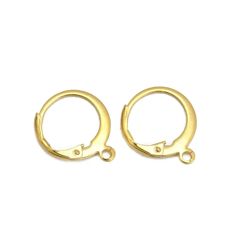 

10 PCs Fashion Stainless Steel Lever Back Clips Earrings Circle Ring Gold Jewelry W/ Loop 15 x 12mm Post/ Wire Size: 19 gauge