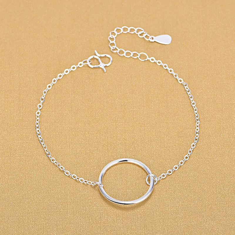 Женский простой браслет из стерлингового серебра 925 пробы с геометрическим