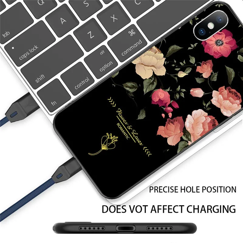 Lovebay элегантные розовые чехлы для телефонов с изображением цветов iPhone 11Pro Max X XR Xs