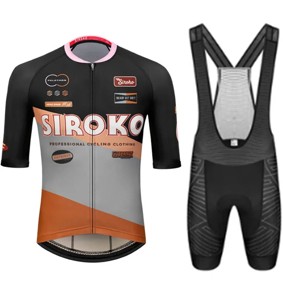 Stock Fleet Version Professional Cycling Set  Men Summer Short Sleeve Bike Jersey Suit Classic Outdoor Sportswear Sponsor Team