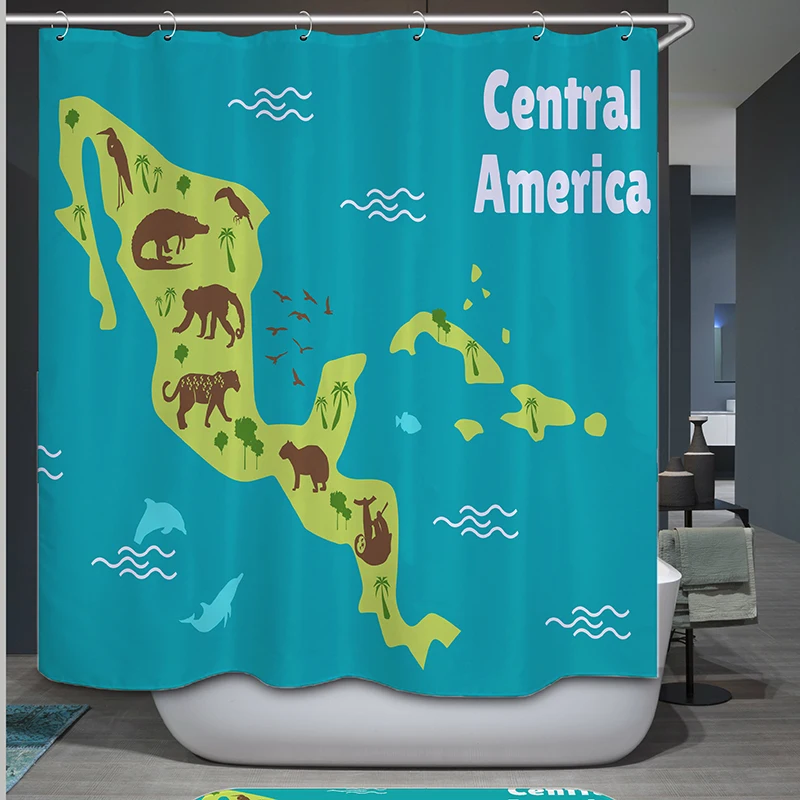 

Central American Map Shower Curtain rideau de douche Polyester Bathroom Curtain Shower