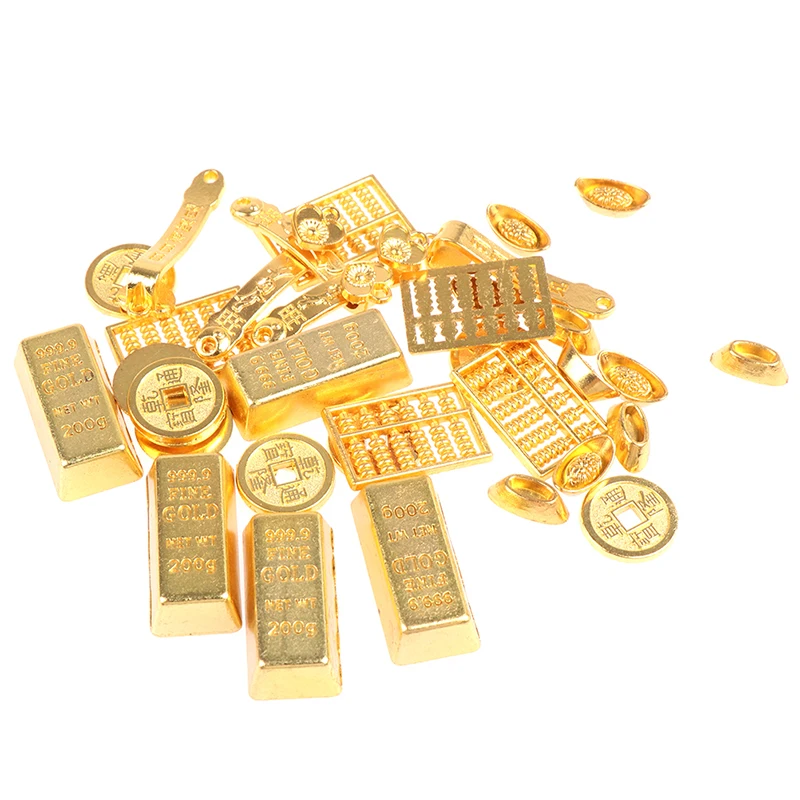 

5/10Pcs 1:12 Dollhouse Miniature Golden Brick Mini Copper Cash Dolls House Accessories