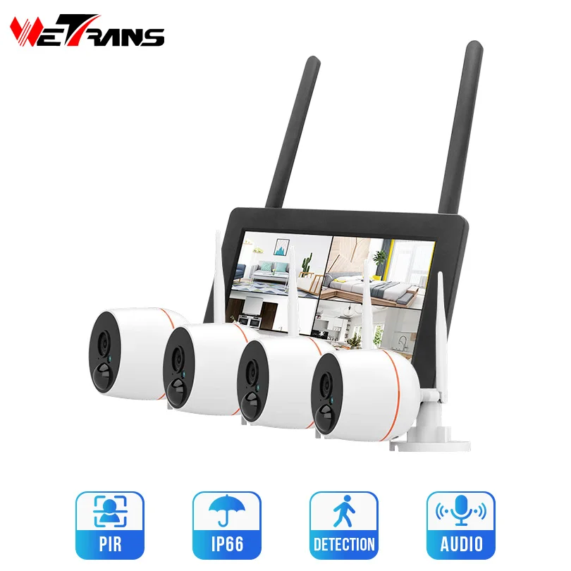 Беспроводная система видеонаблюдения Wetrans 4 канала 1080P Wi Fi NVR сенсорный экран