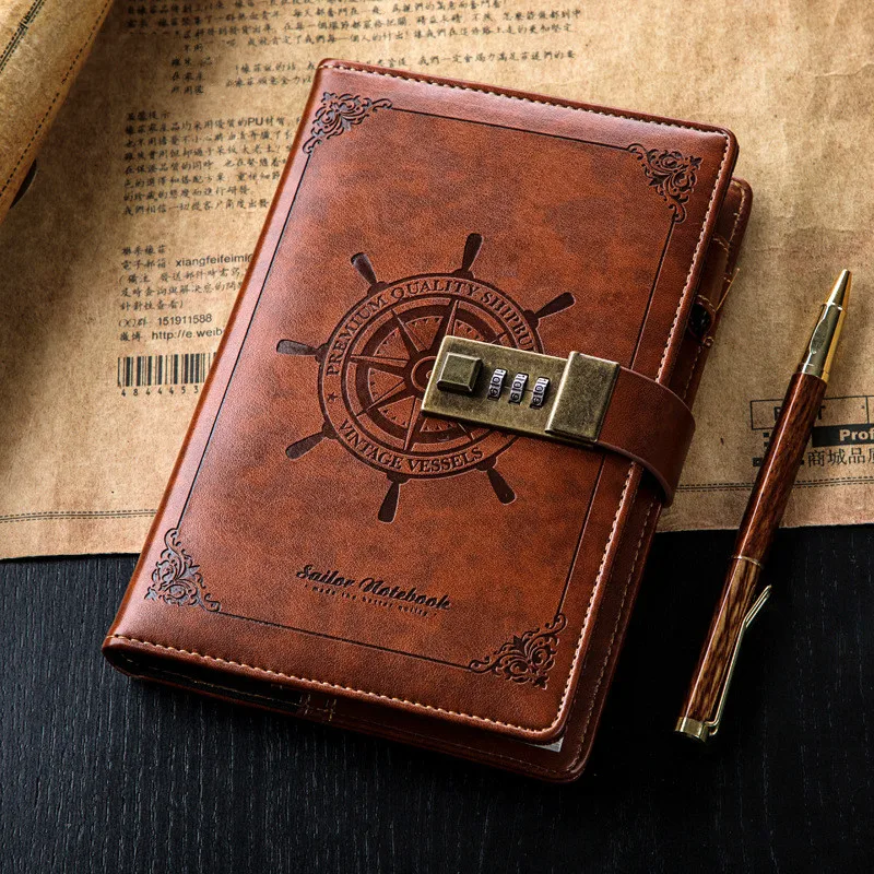 

Retro B6 Notebook and Journals Agenda Planner Organizer Password Book PU Leather Sketchbook Travel Notepad Diary with Lock Gifts