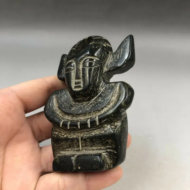 Неолитическая вековая культура Hongshan черный магнит метеорит резной кулон с