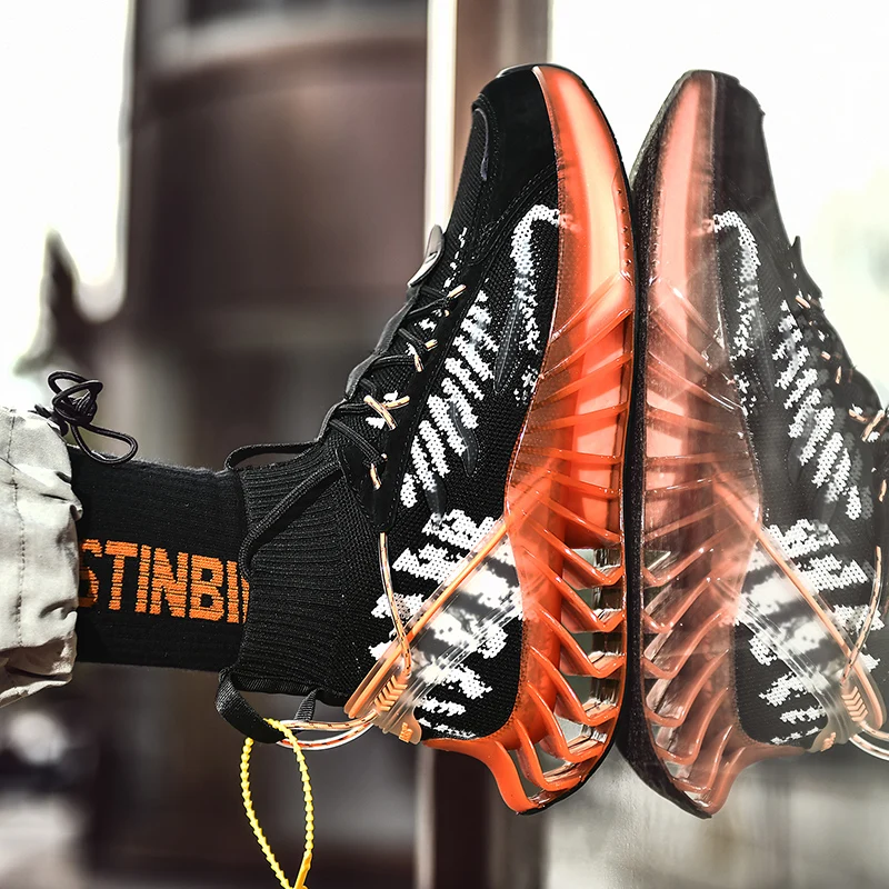 

Running Shoes for Men Blade Reflective Sport Shoes Big Size 39-46 High Top Sock Fashion Sneakers Man Outdoor Basket Homme Tenis