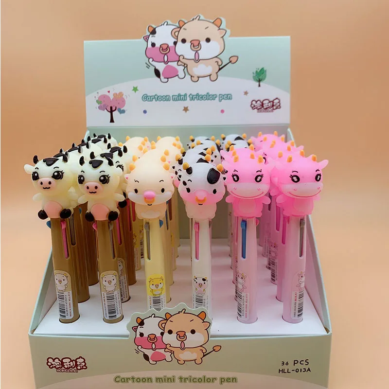 

36 pcs/lot Creative Milk Cow 3 Colors Ballpoint Pen Cute Press ball pens School Office writing Supplies Stationery Gift