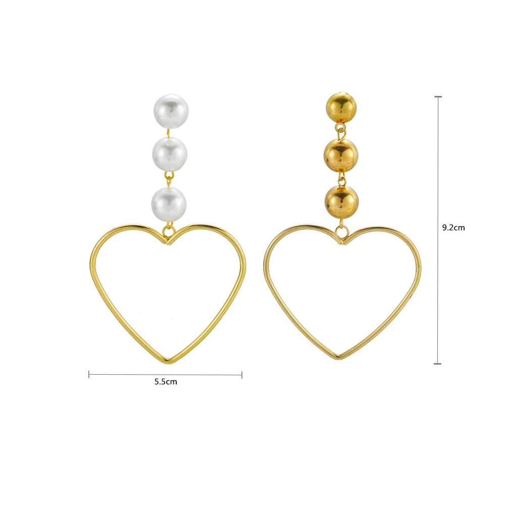 2021 Новое поступление модные Brincos Bijoux имитация жемчуга большое сердце
