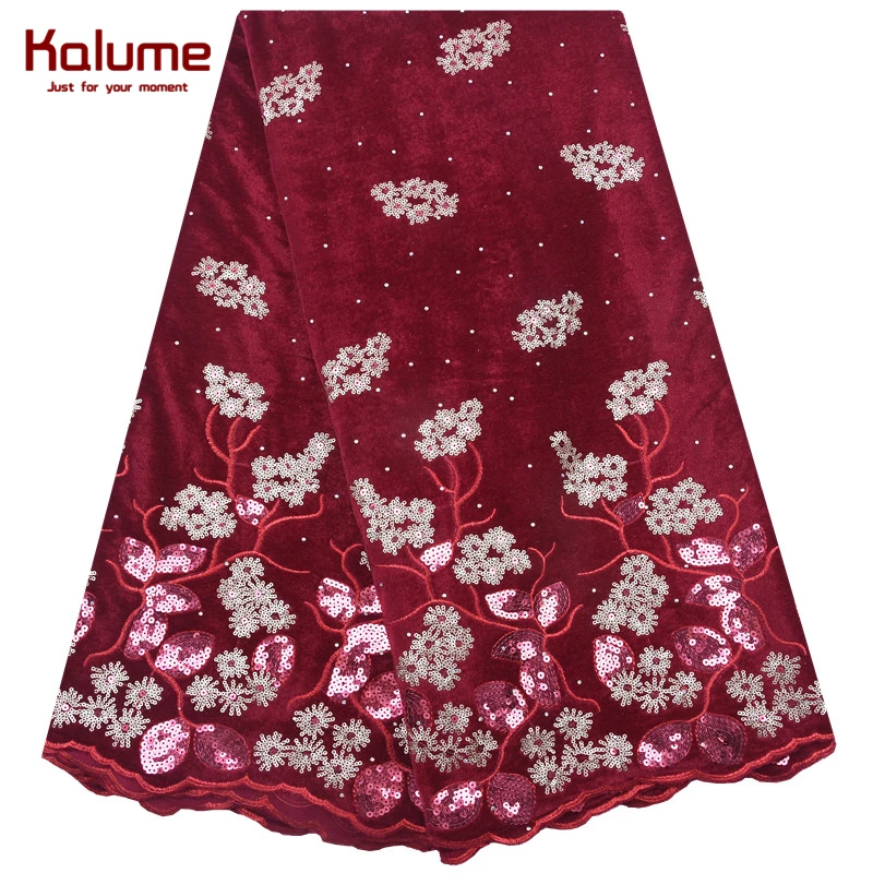 Kalume африканская бархатная кружевная ткань с блестками высокого качества