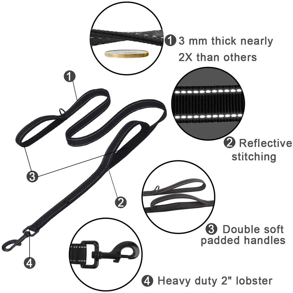 Светоотражающий Поводок для собак 2 мягких ручки 1 5 м|Поводки| |