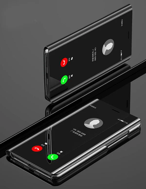 Black Умный зеркальный флип-чехол для samsung Galaxy S8 S9 плюс S10 S10e S7 край S6 S10 Примечание 10 9 8 5 4 5G чехол для телефона Капа Coque - Цвет: Black