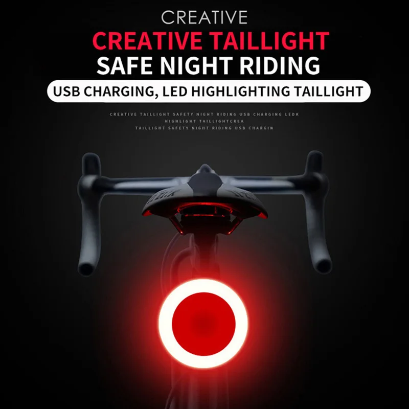 Flashlight For Bicycle Rear Lantern IP64 Waterproof USB Charge Tail Lights MTB Bike Light Accessories Heart Round Triangle | Спорт и