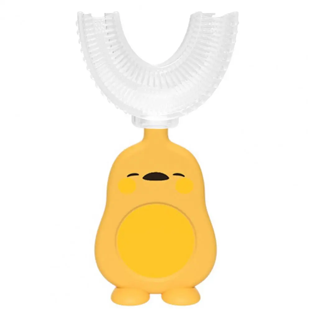 Ni&ntilde;o cepillo de dientes mango de historieta 360 grados de limpieza de mano de cerdas suaves U-Manual Tipo de cepillos de dientes suministros de beb&eacute; Cuidado Oral-3
