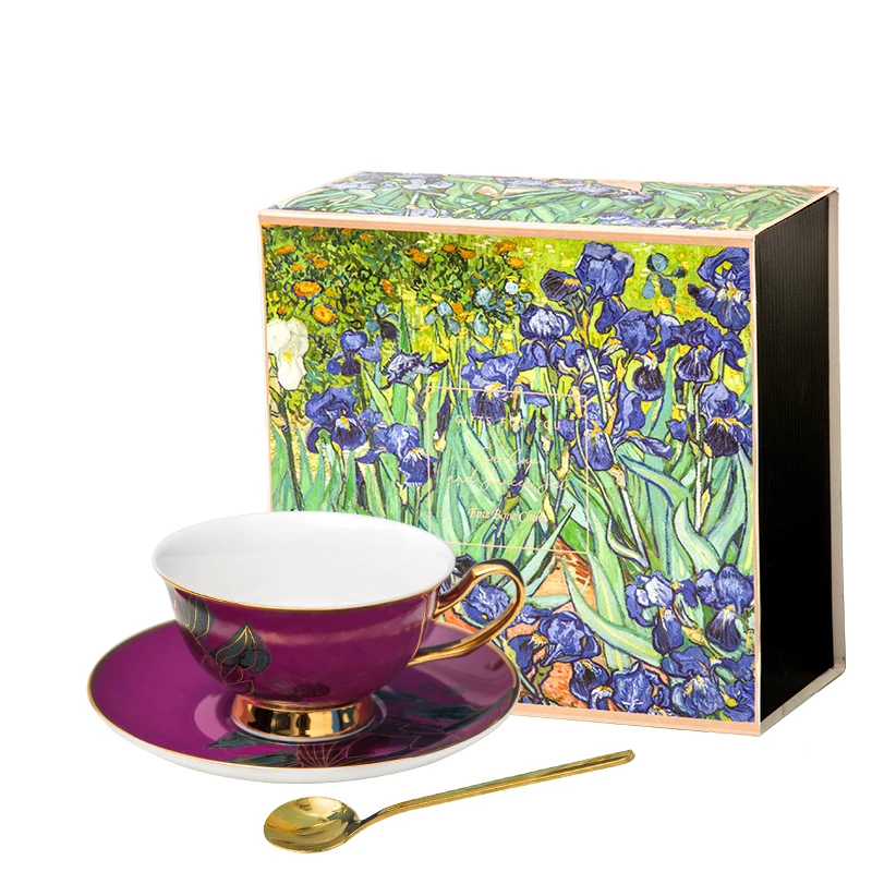 6 colors design royal style fine bone china coffee cup and saucer &amp party use ceramic sets with gift box | Дом и сад
