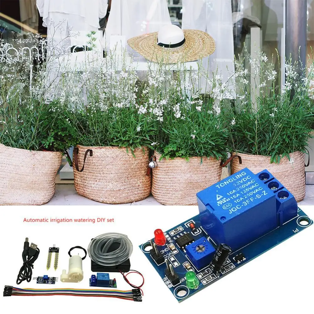 

DIY Automatic Watering Irrigation System Soil Moisture Sensor Pump Module Kit