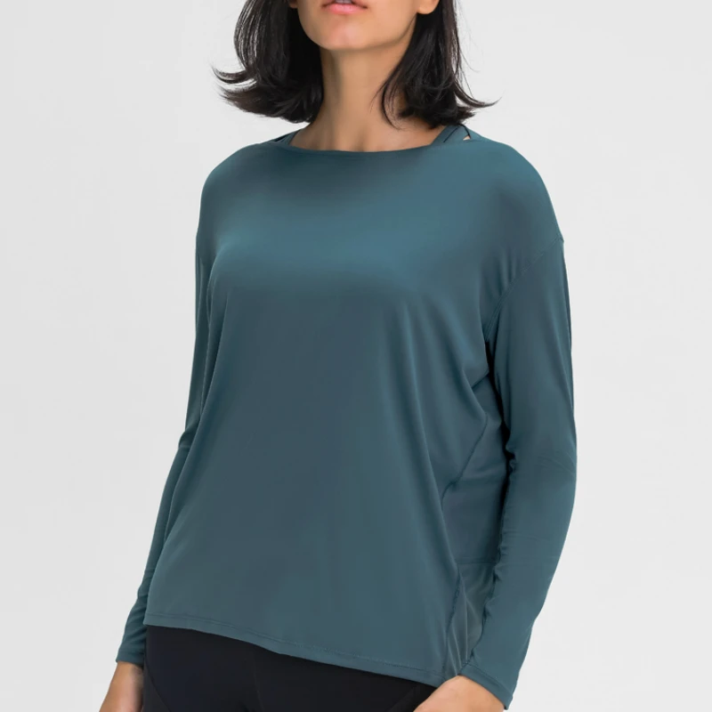 Женский топ с длинным рукавом Nepoagym шелковистая свободная спортивная рубашка из