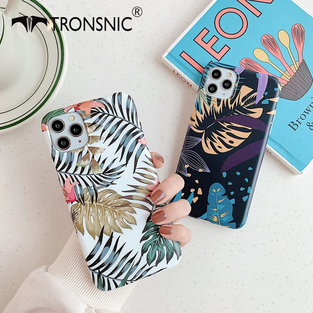 Текстура банановый лист чехол для телефона iPhone 11 Pro Max XR XS MAX мягкий черный матовый