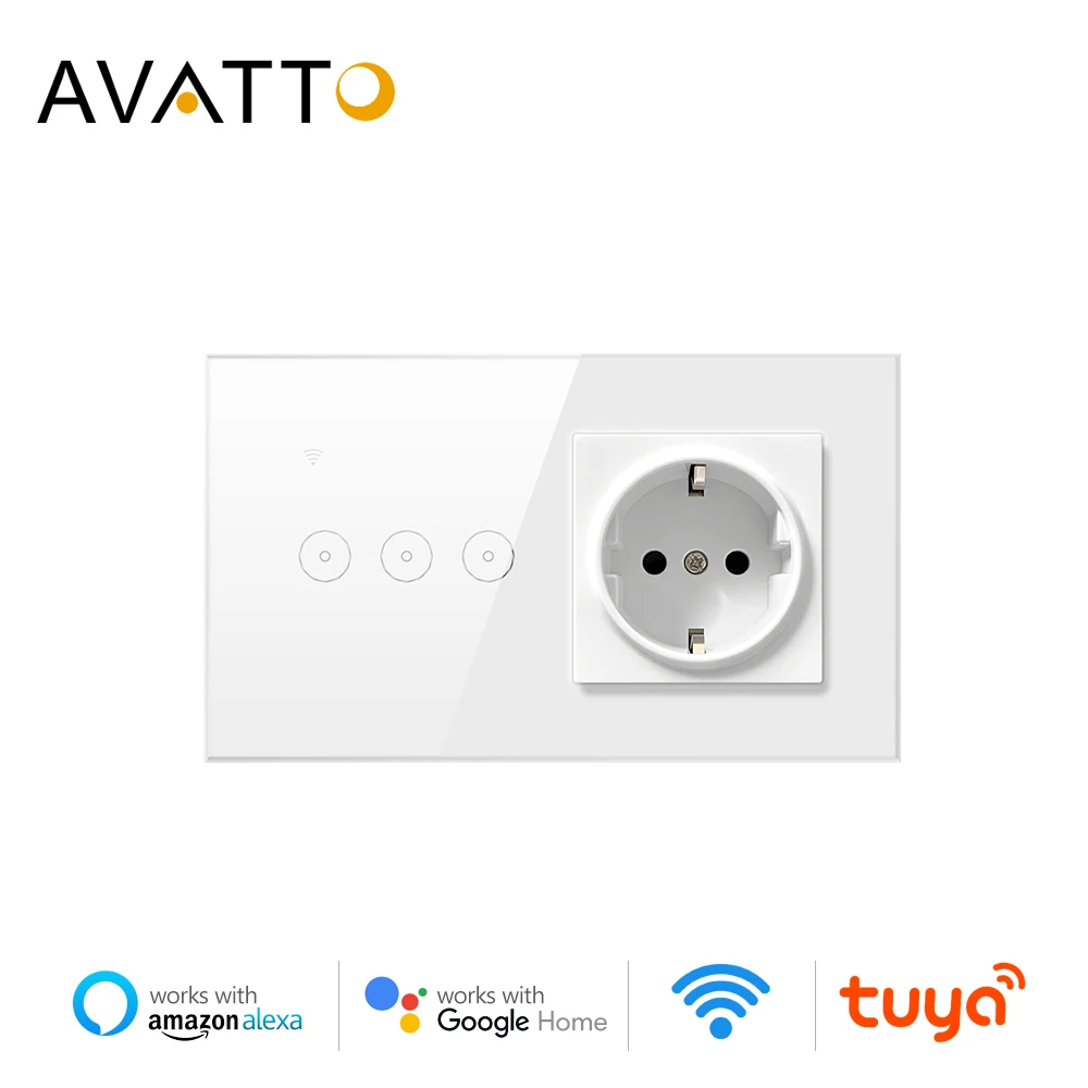 AVATTO Tuya WiFi светильник переключатель + 16а настенный выключатель стандарт ЕС