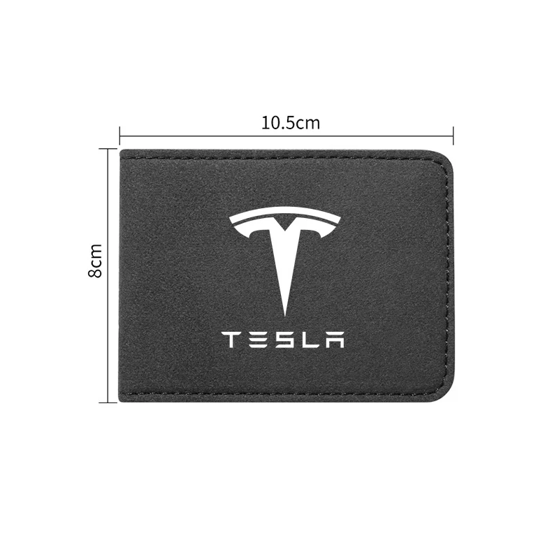 

High-Grade Suede Material Driver's License Bank Card Driving License Clip Key Card Bag for Tesla Model 3 / Y / S / X Accessories