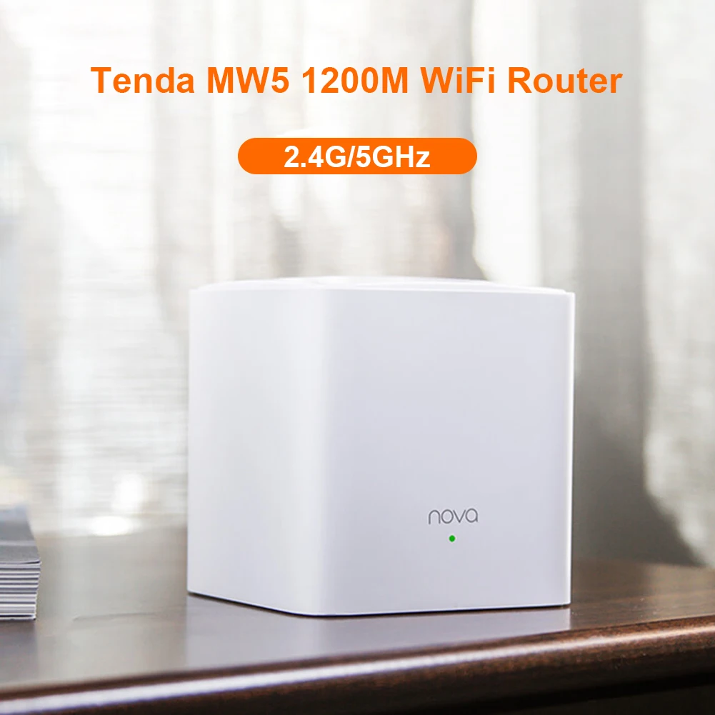 

Tenda MW5 1200Mbps Dual Band WiFi Router 2.4G/5.0GHz Wireless Network Amplifier Built-in 2x Antennas Signal Range Extender
