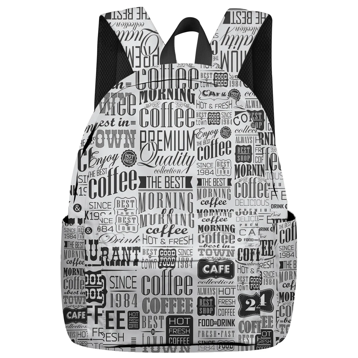 Винтажный текстовой рюкзак кофейного цвета для женщин и мужчин много карманов