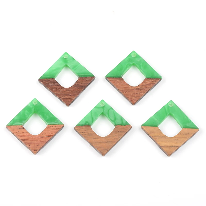 

10PCS Square Design Earrings Accessories Natural Wood & Resin Splicing Hand Made DIY Making Charms Jewelry Findings & Components