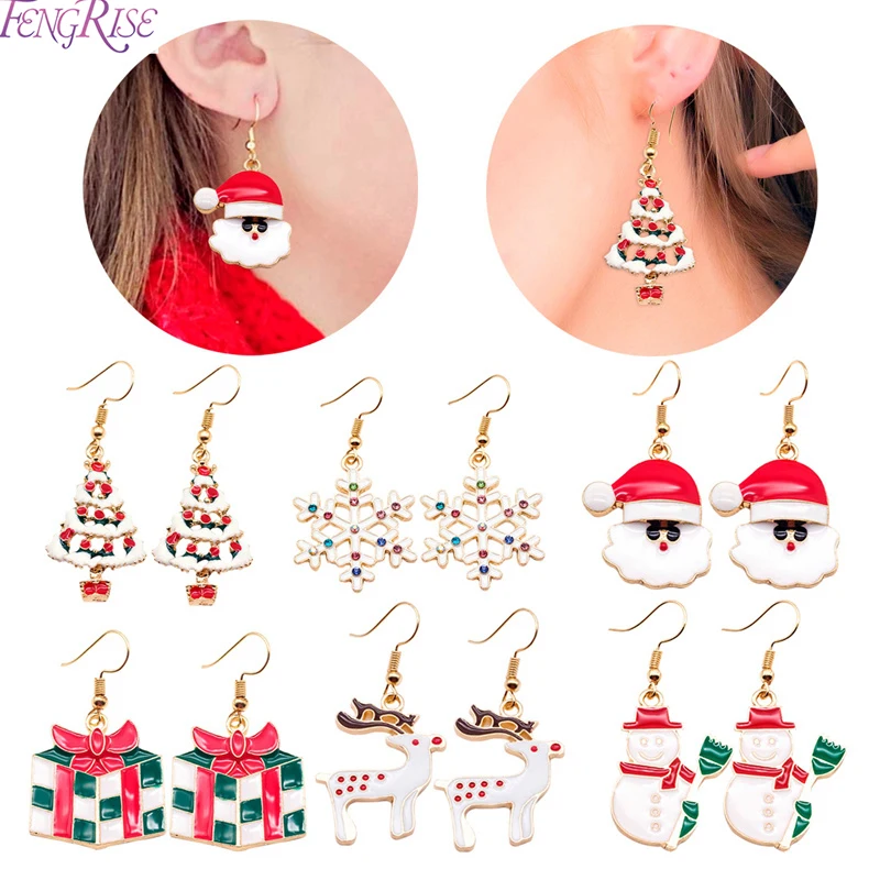 Christmas Santa Claus Snowman Necklace Snowflake Eardrop Decoration For Home Gifts Cristmas Happy New Year | Дом и сад