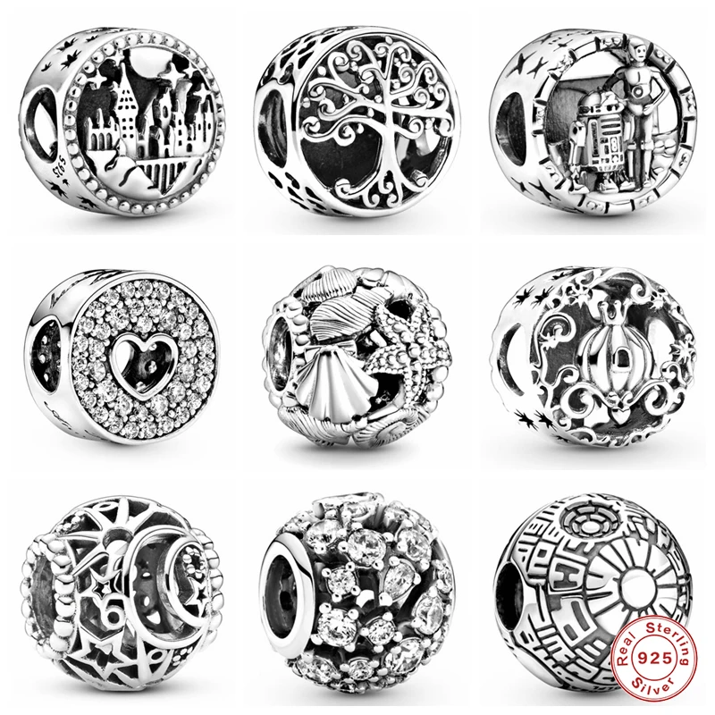 

MC Authentic Berloque Retro Round Beads Fit Pandora 925 Sterling Silver Bracelets For Women Men DIY Jewelry Making For Birthday