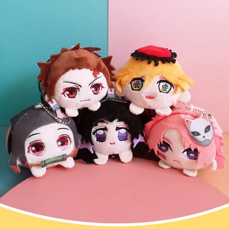 

6Pcs/Set Japan Comics Demon Slayer Cartoon Series Plush Toy Key Chain Pendant 10cm kawaii Children's Collectible Gifts