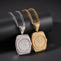 ice out cuban dial necklace pendant in crystal hip hop man