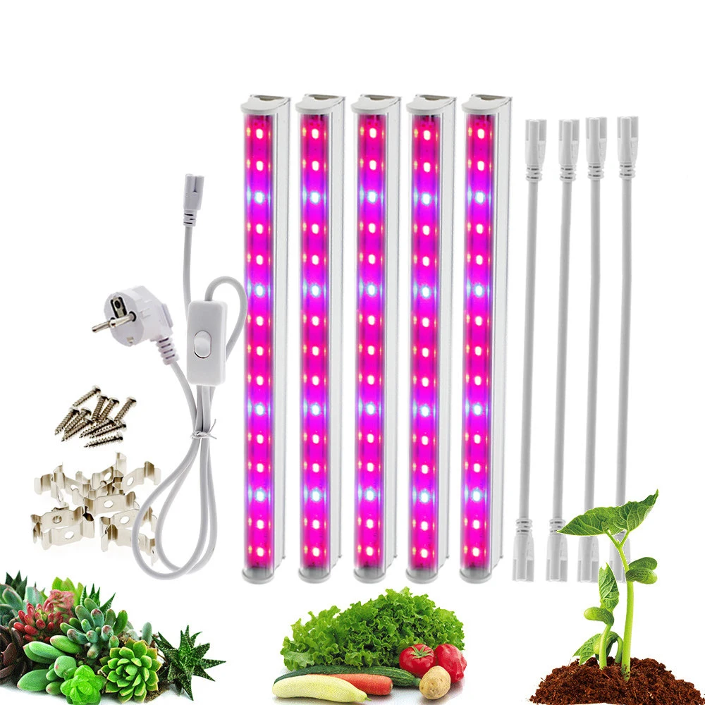 New LED Grow Lights  Full Spectrum Growing Lamp 28 CM Five tube for Greenhouse Hydroponic Indoor Plant Seedling US/EU Plug