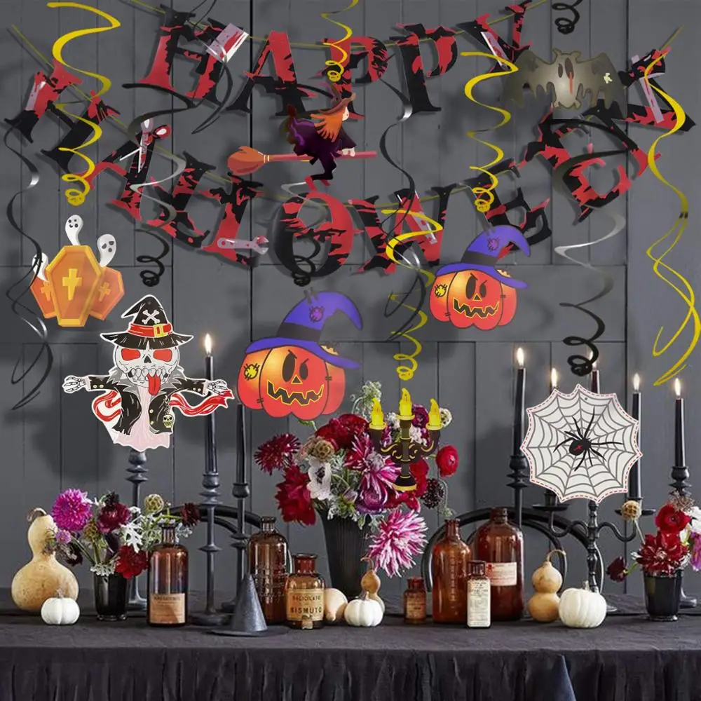 Хэллоуин украшение призрак пемкин летучая мышь паук ведьма спираль Подвески
