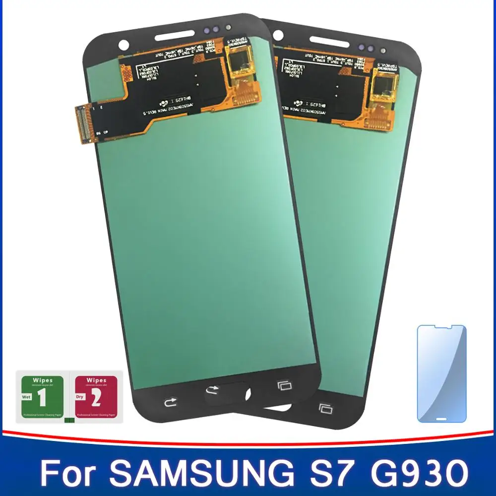 2PCS Super AMOLED LCD For Adjustable Brightness Samsung Galaxy S7 G930A G930F SM-G930F Touch Screen Sensor Panel Parts | Мобильные