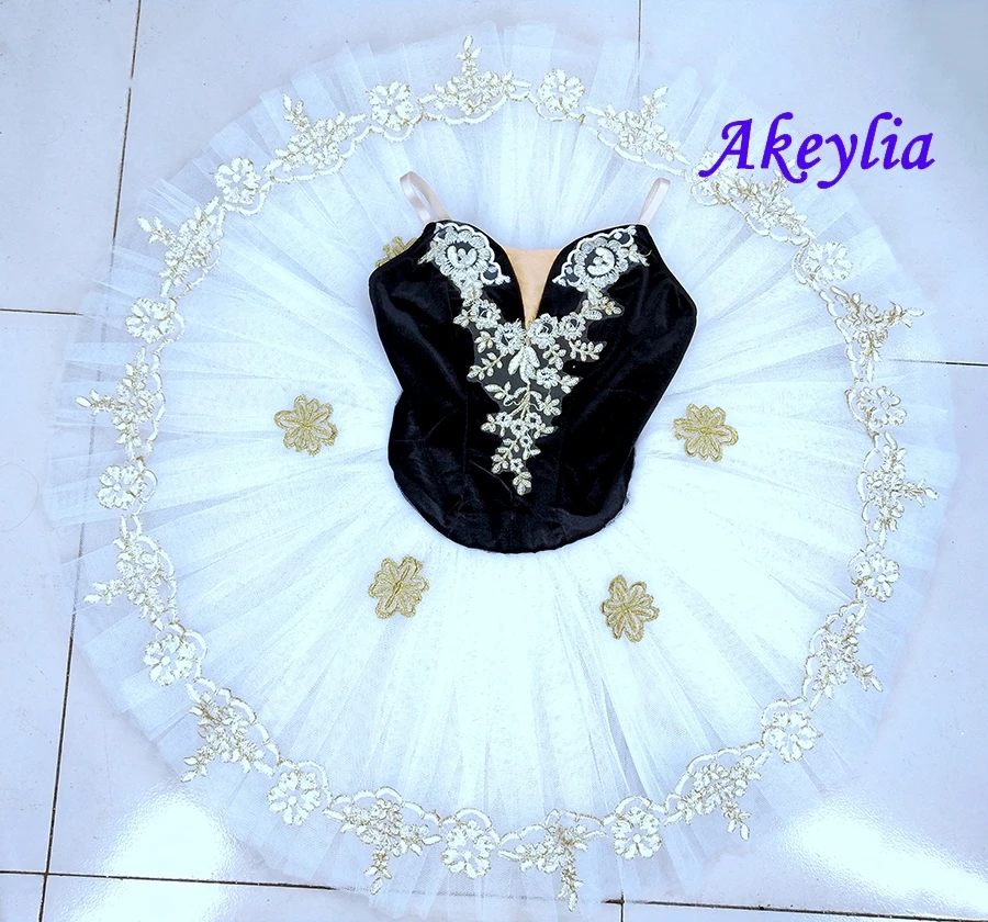 Детская профессиональная балетная пачка черно белое платье классическая