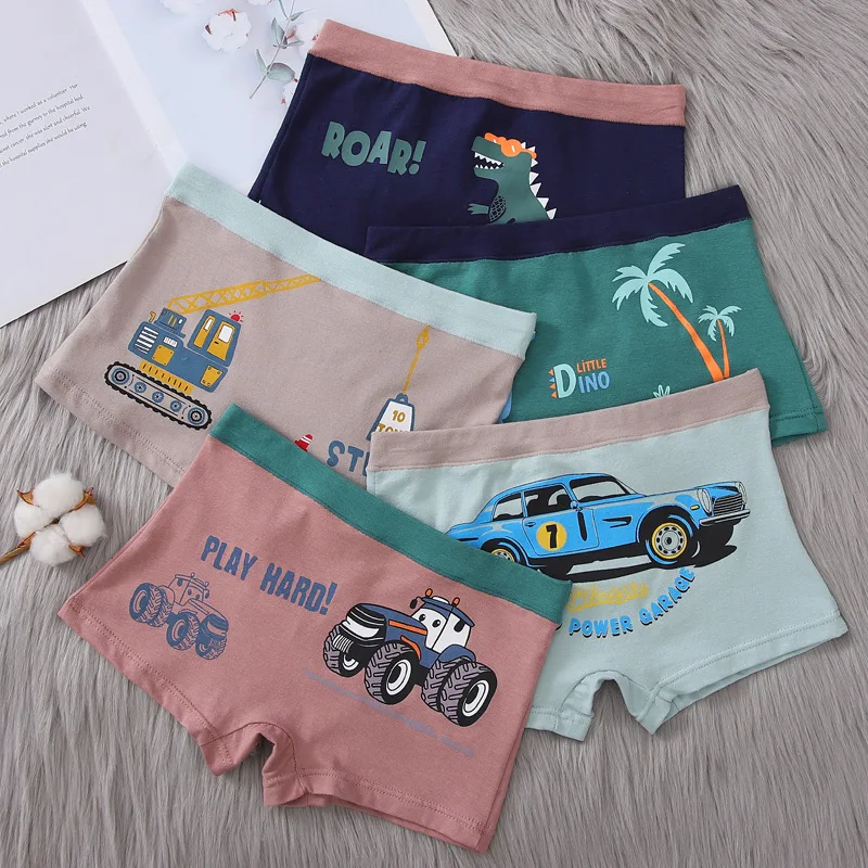 5pcs Kids Cartoon Underwear Boxers Panty 1-12Y Teenager Underpants Children's Shorts Boys Panties