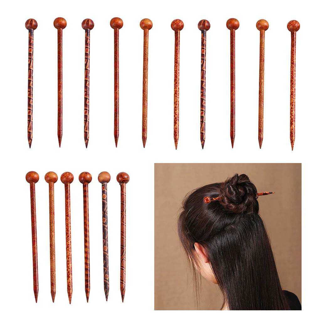 Деревянные палочки для волос 16 шт. японские булочек заколки женщин длинные