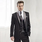 Новый Классический мужской костюм Smolking Noivo Terno, облегающие вечерние костюмы Easculino для мужчин, черный смокинг, серый шаль, лацкан, лучший деловой
