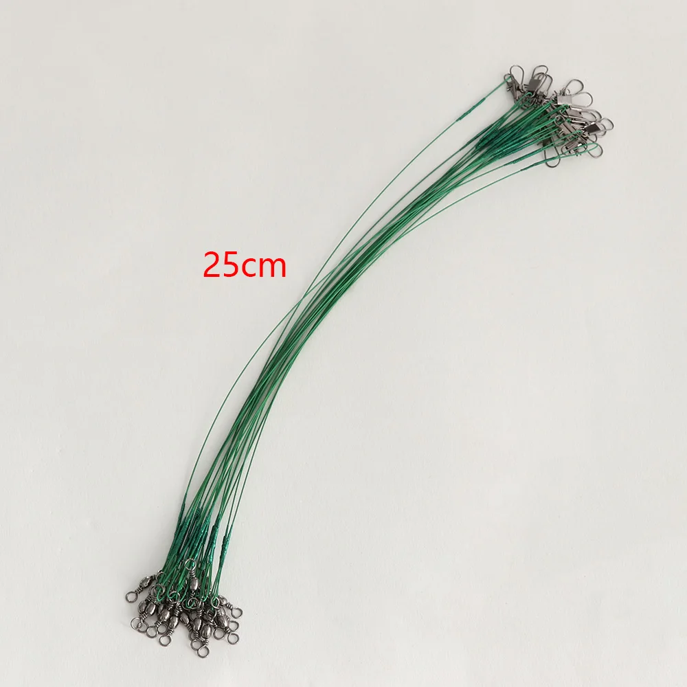 25cm 20 шт. прочные практичные рыболовные приманки, крючки, шикарные следы стальных проводов, вертлюги для катания на щуке, безопасные защелки, оборудование для рыбалки на открытом воздухе - Цвет: 25cm
