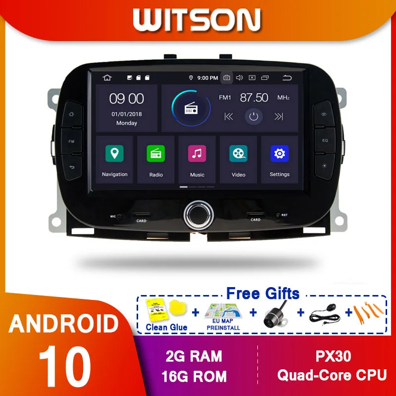 Автомобильный плеер WITSON PX5 Android 10 0 восемь ядер IPS экран для Fiat 500 2016 2019 4 Гб ОЗУ 64 ПЗУ