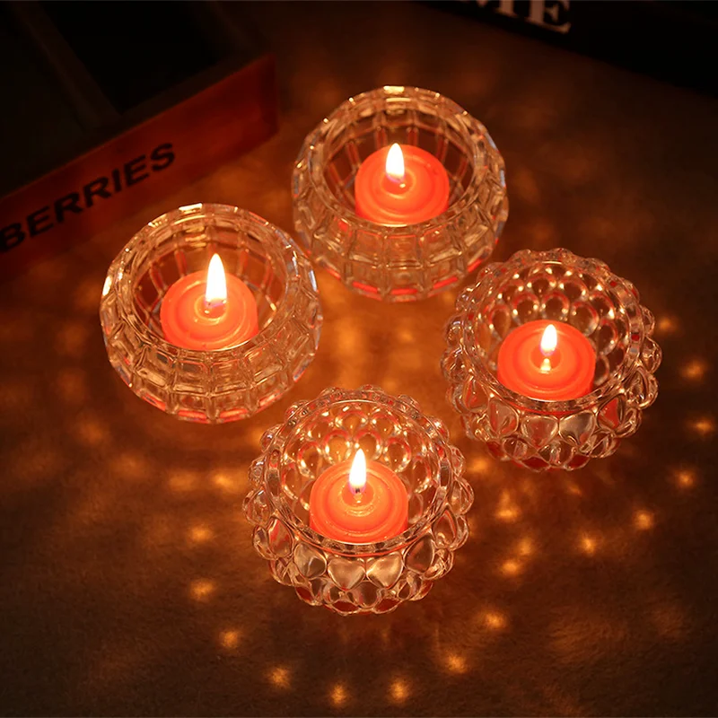

Creative Crystal Glass Candle Holders Candlelight Dinner Wedding Supplies Bar Ornaments Clear Porta Vela Room Decoration BS50ZT