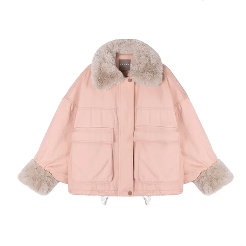 

New 2020 Autumn Women Winter Jackets Plus Size Korean Puffer Parkas High-Quality Warm Wild Big Pocket Bat Sleeve Cotton Clothes