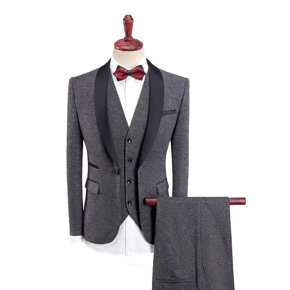 

3pcs( Jacket + Vest + Pants )High quality Fashion Boutique Suit Formal Slim Men's Business Casual Wedding Suit Solid Color Suits