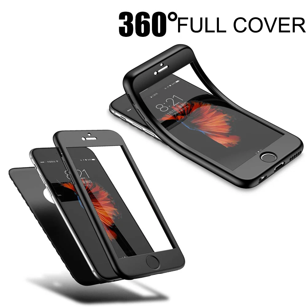 360 полноразмерный чехол для iPhone 7 8 6 Plus X XS MAX Жесткий ПК + Силиконовый тонкий