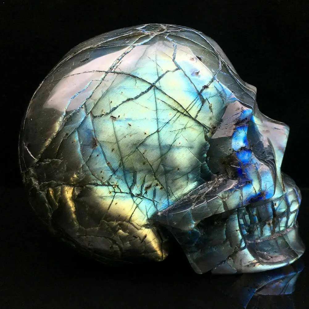 

2 Inch Natural Stone Skull Shape Halloween Decoration Natural Ornaments Labradorite Quartz Skull Decoration 5cm Home Carved