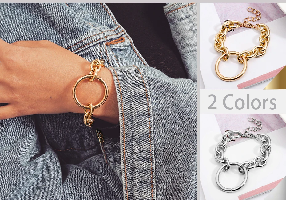 SHIXIN Exaggerated Fashion Charms Choker Necklace Bracelet Sets Hiphop Women Jewelry Boho Cuban Link Chain Female Hippie Collier
