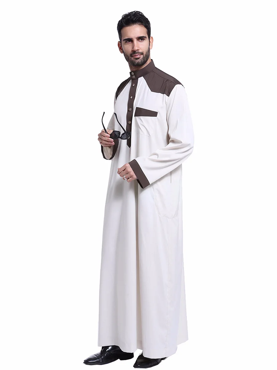 Latest Abaya Muslim Clothing Designs Dubai Muslim Men Dress islamic Jubba Thobe Men Prayer Robe Men Kaftan Mosaic color